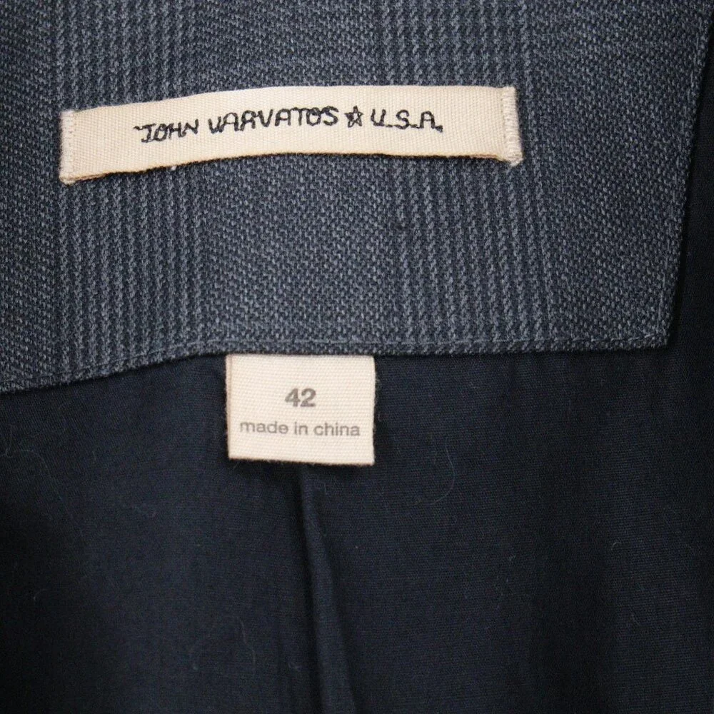 John varvatos sport coat men's‎ 42 single breasted wool blend houndstooth plaid